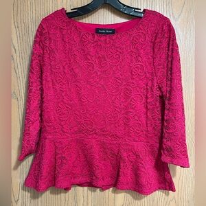 Ivanka Trump Fuchsia Lace Peplum Blouse